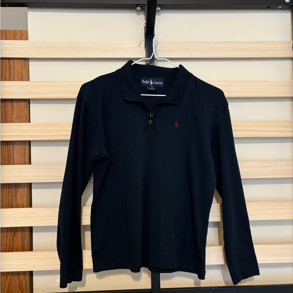Ralph Lauren Navy Long Sleeve Polo Kids XL (Adult S)